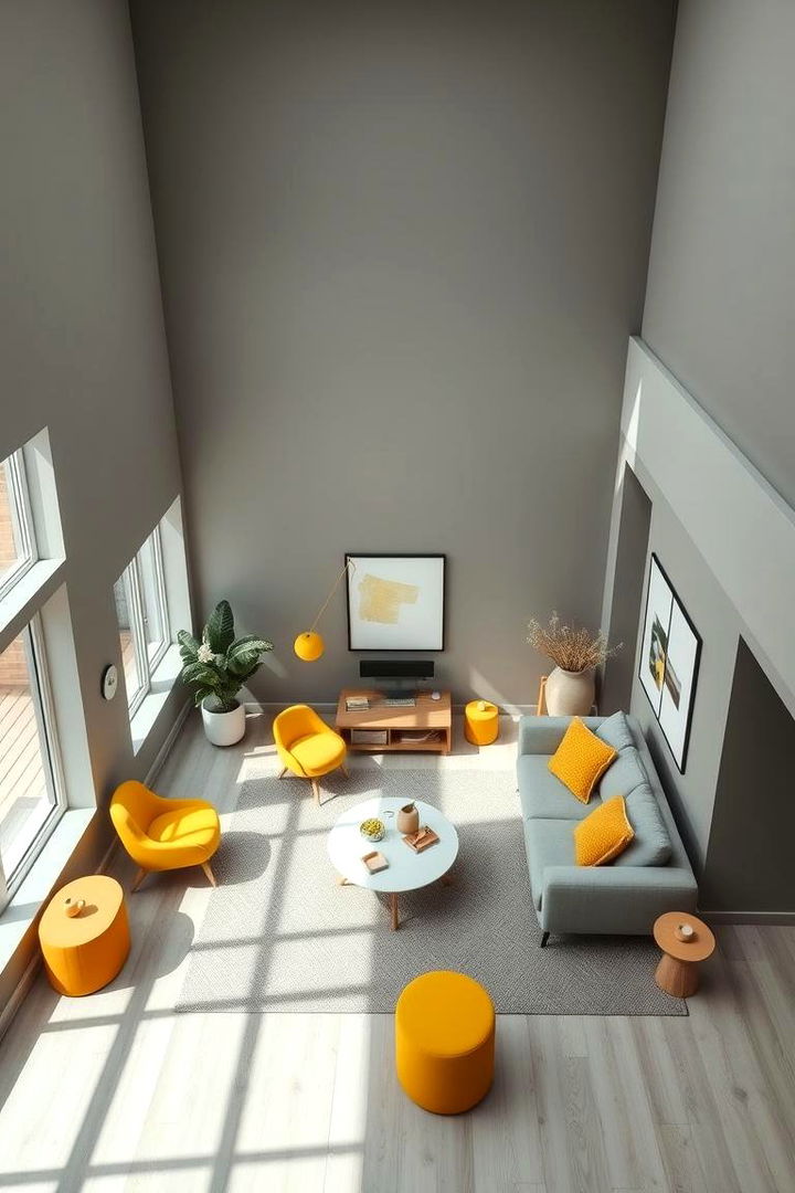 Scandinavian Inspired Grey and Yellow Living Room - 22 Grey and Yellow Living Room Ideas