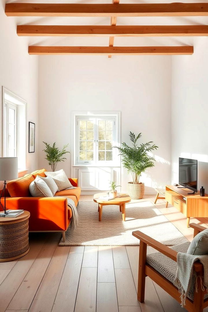 Scandinavian Inspired Serenity - 22 Orange Couch Living Room Ideas
