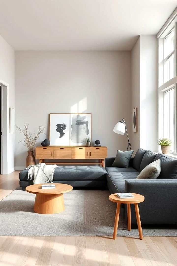 Scandinavian Serenity with Bold Contrast - 22 dark grey couch living room ideas