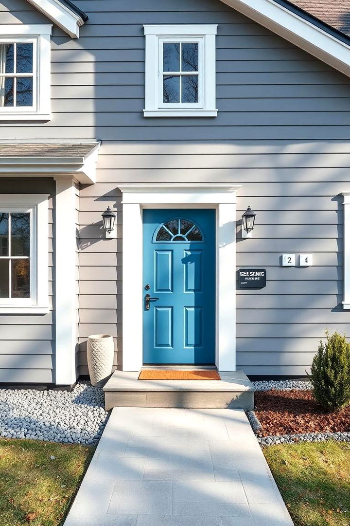 Scandinavian Simplicity - 22 Grey House With Blue Door Ideas