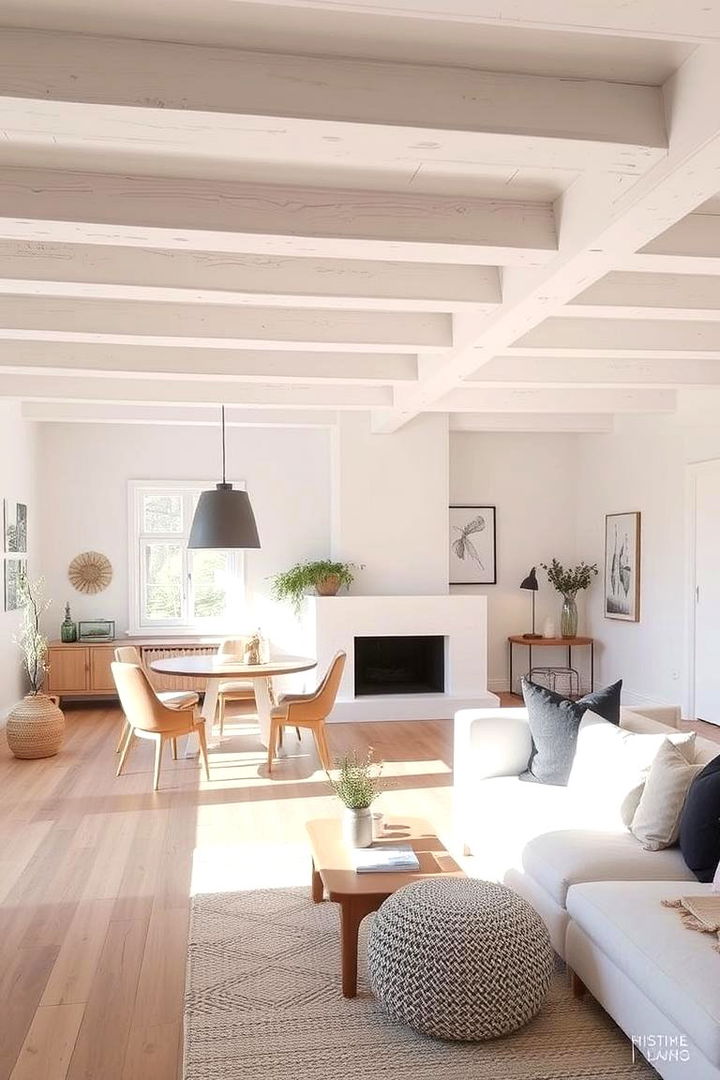 Scandinavian Simplicity Featuring Exposed Wood - 22 Exposed Beam Living Room Ideas