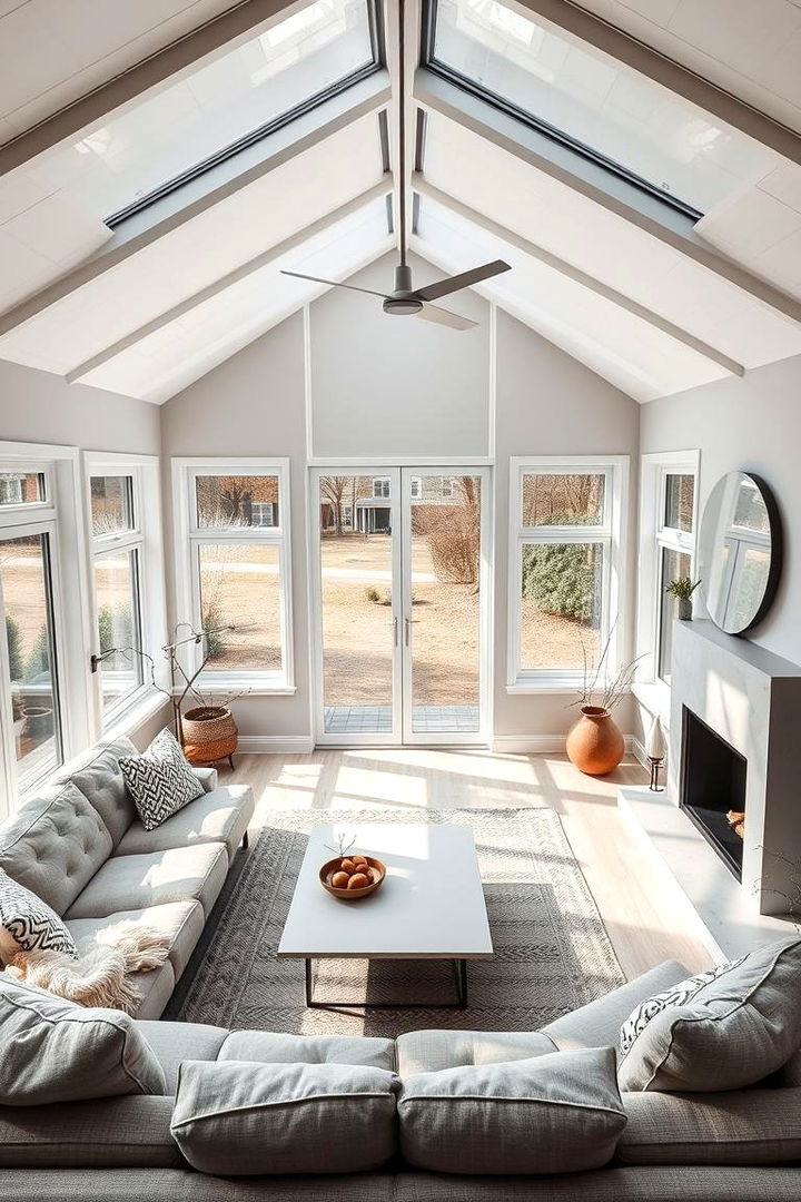 Scandinavian Simplicity Sunroom - 22 Sunroom With Fireplace Ideas