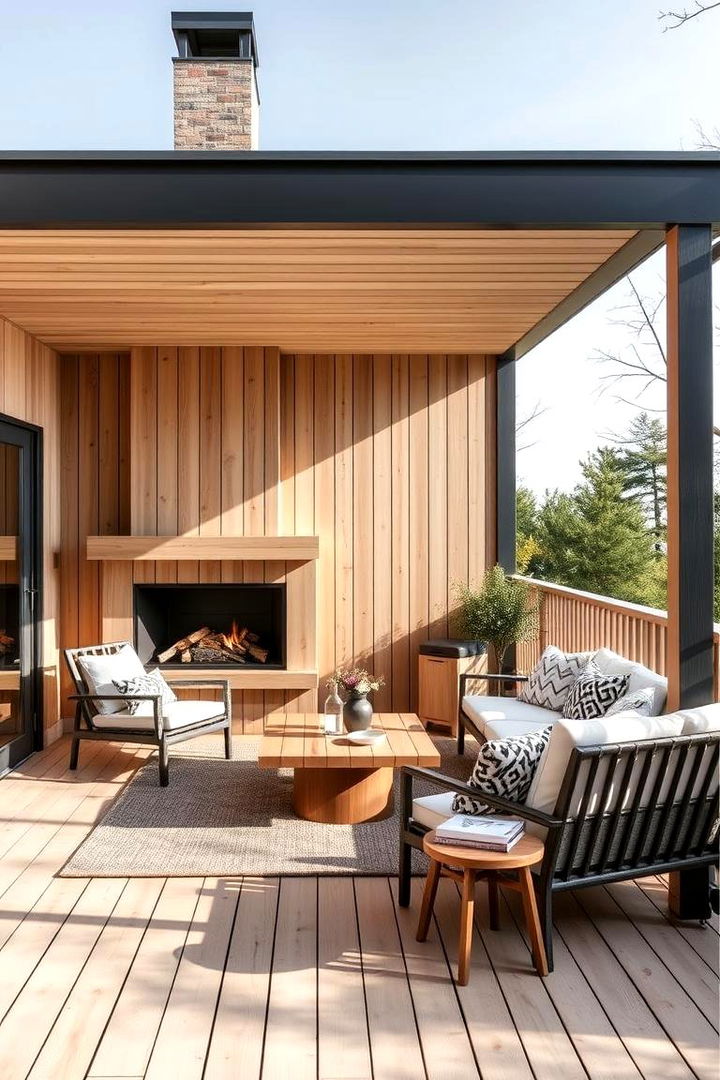 Scandinavian Simplicity and Function - 22 Covered Deck With Fireplace Ideas