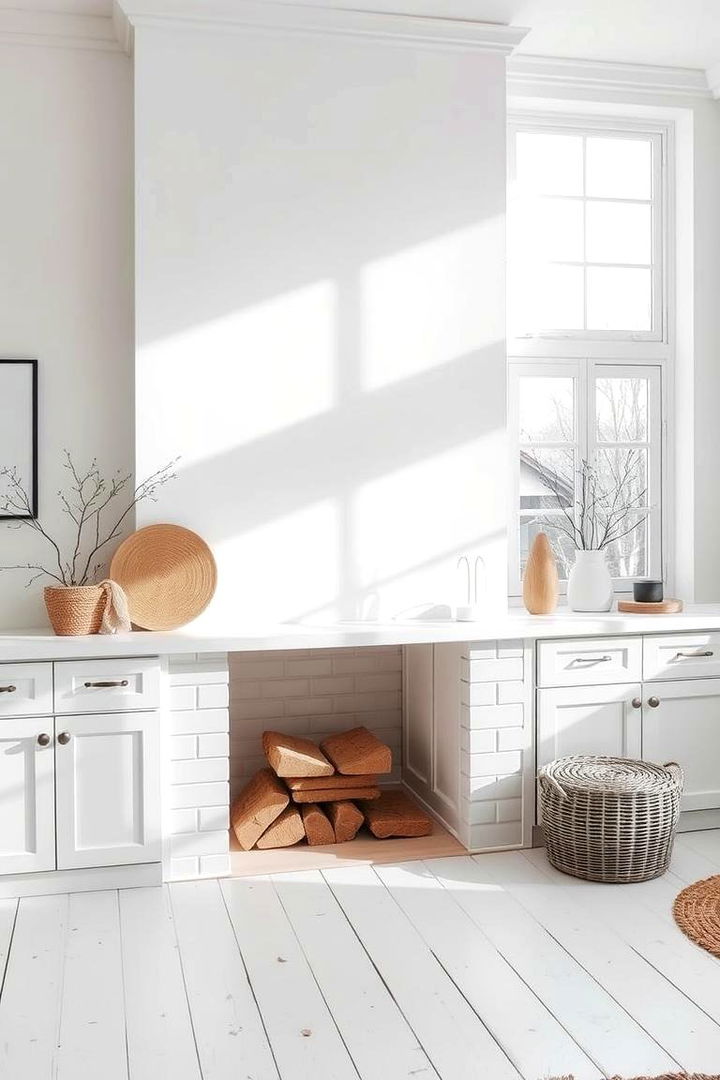 Scandinavian White Hearth Simplicity - 22 Fireplace Hearth Ideas
