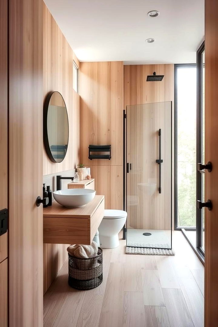 Scandinavian Zen Vibes - 22 Black and Wood Bathroom Ideas