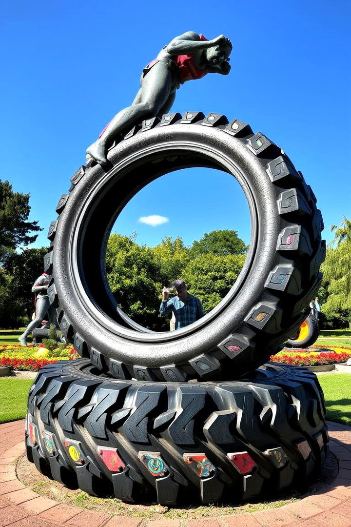 Sculpted Tyre Statues for Garden Drama - 22 Recycled Tyre Garden Art Ideas