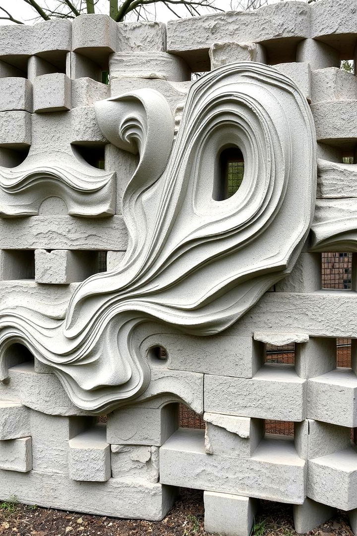 Sculptural Art Cinder Block Fence - 22 Cinder Block Fence Ideas