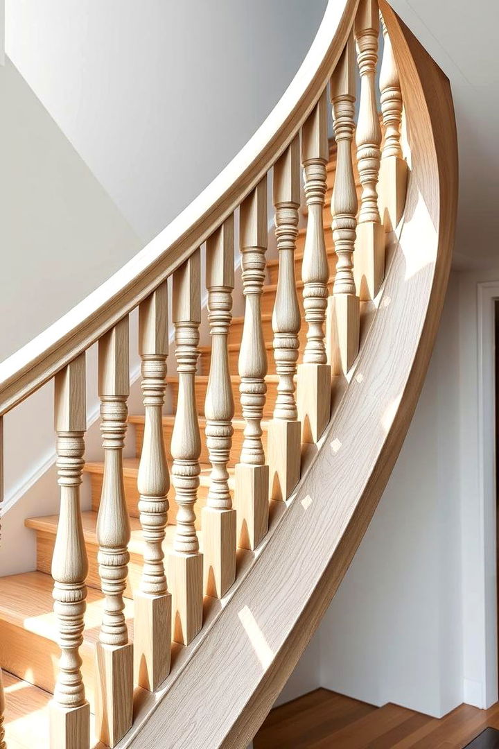 Sculptural Artistry - 22 White Oak Staircase Ideas