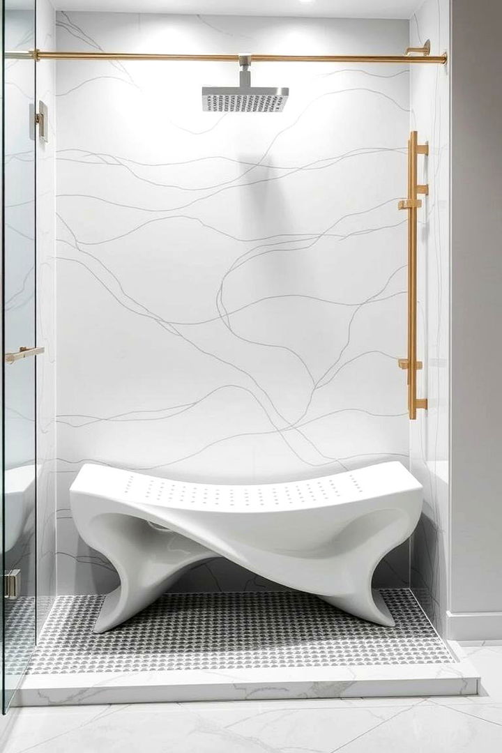 Sculptural Bench Artistry - 22 Walk in Shower Ideas With Bench