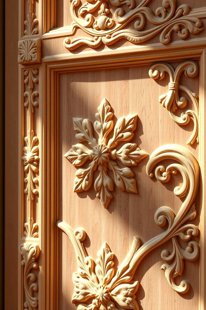 Sculptural Carved Detailing - 22 Rustic Front Door Ideas