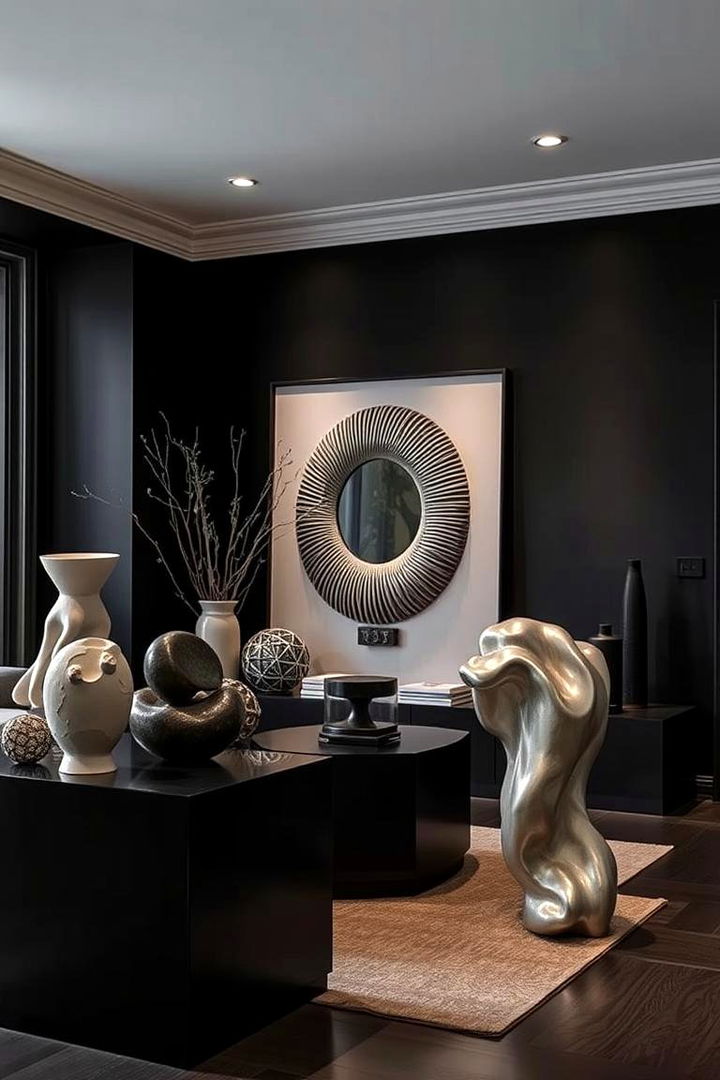 Sculptural Decor Focus - 22 Black Room Ideas