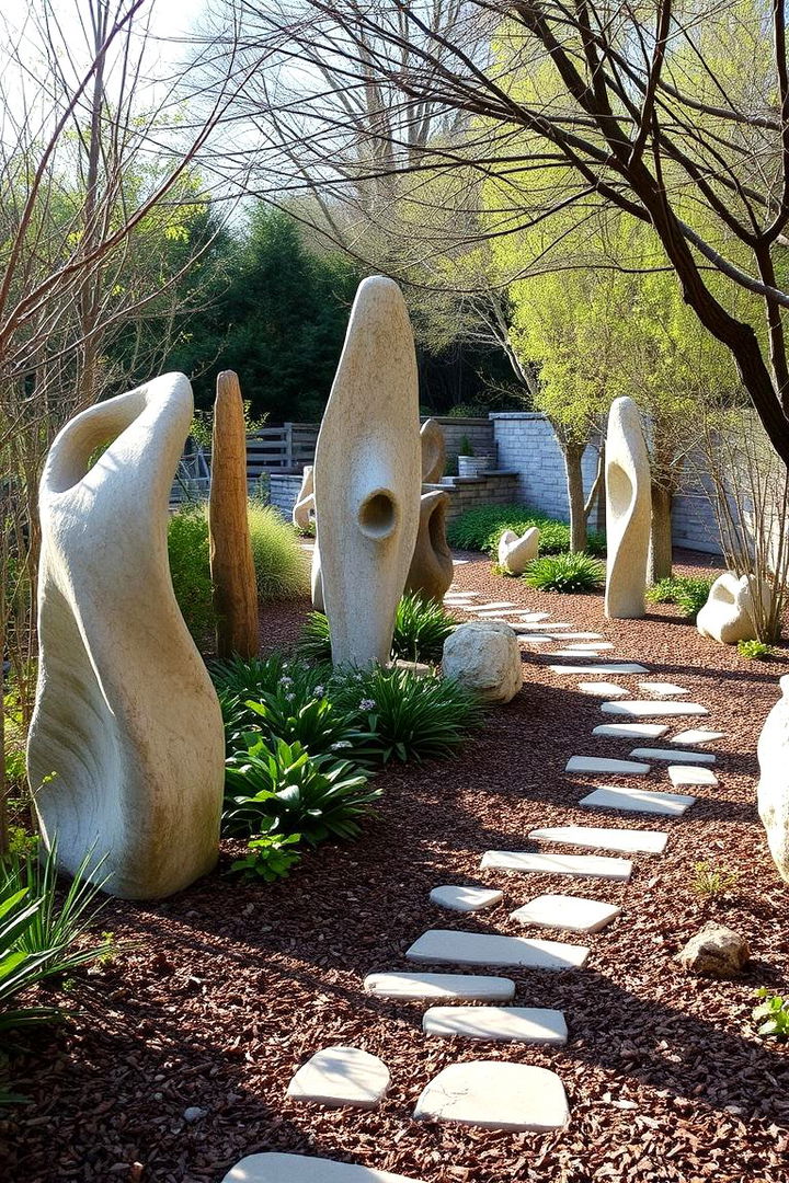 Sculptural Element Incorporation - 22 Mulch Pathway Ideas