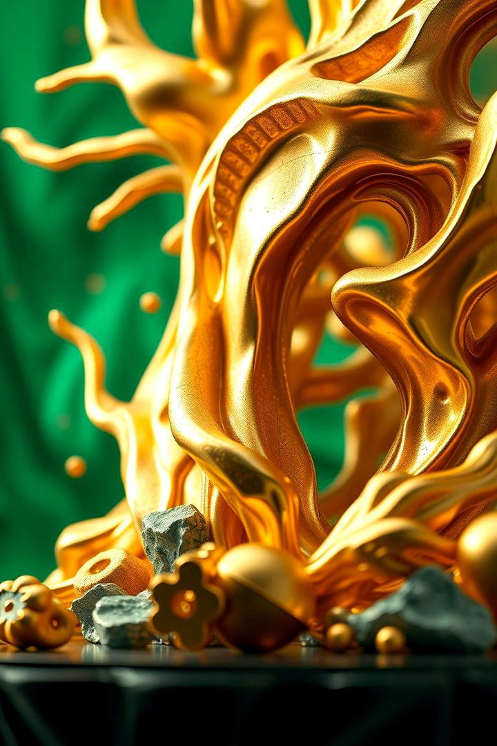 Sculptural Elements in Gold - 22 Emerald Green and Gold Living Room Ideas
