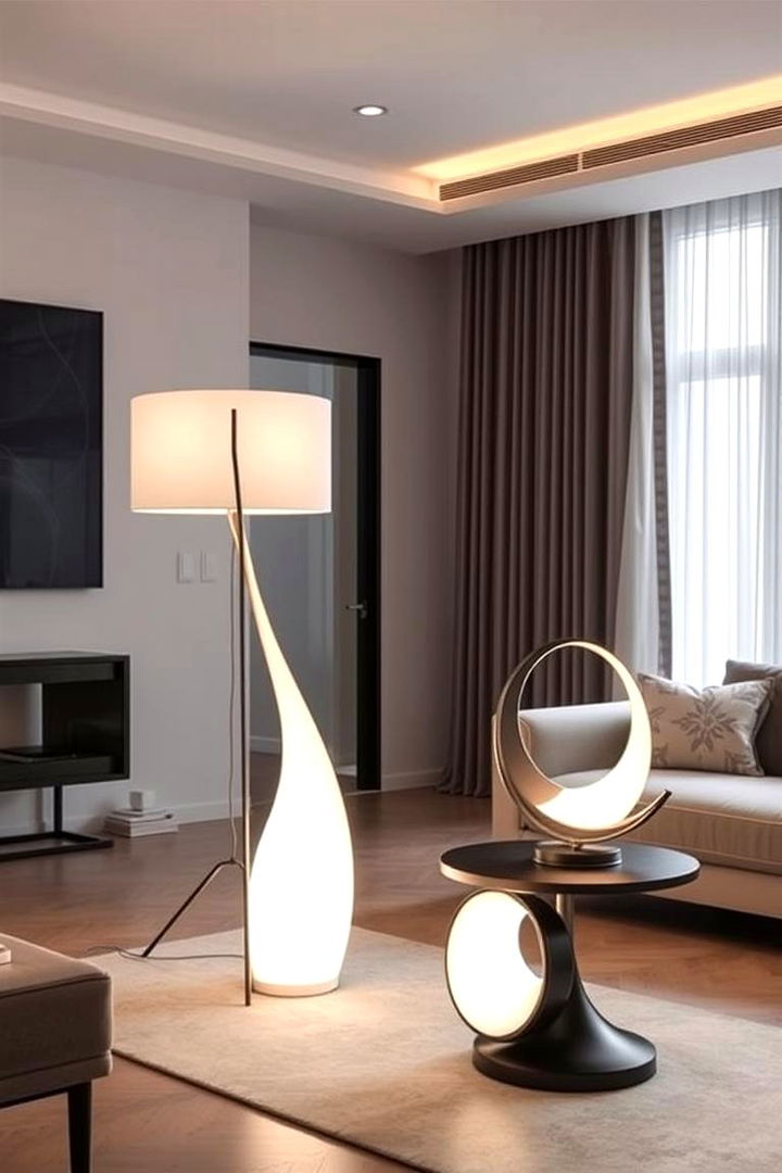 Sculptural Floor and Table Lamp Combo - 22 Living Room Lighting Ideas