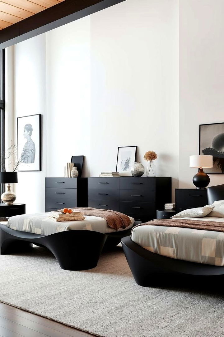 Sculptural Furniture Pieces - 22 Matte Black Bedroom Ideas
