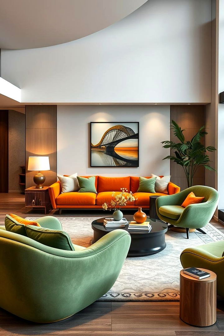 Sculptural Furniture Statements - 22 Green and Orange Living Room Ideas
