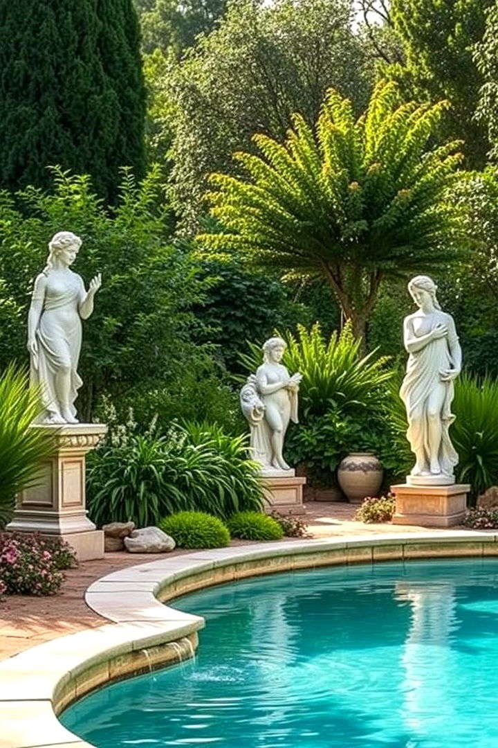 Sculptural Garden Statues - 22 Above Ground Pool Landscaping Ideas