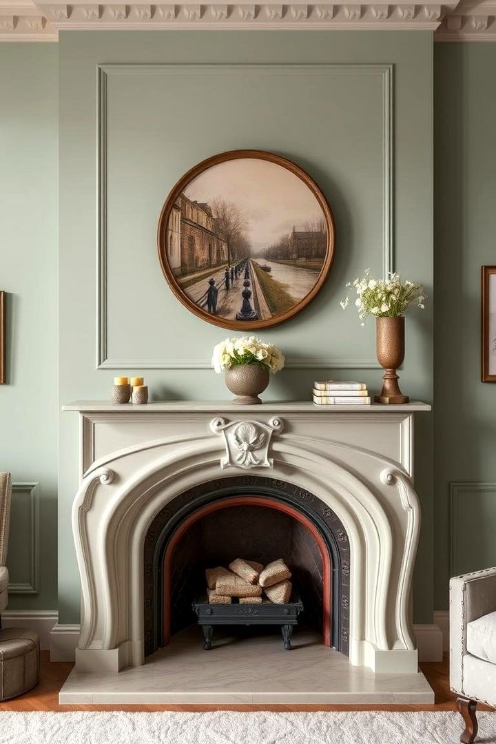 Sculptural Mantel Designs in Sage Green - 22 Sage Green Fireplace Ideas