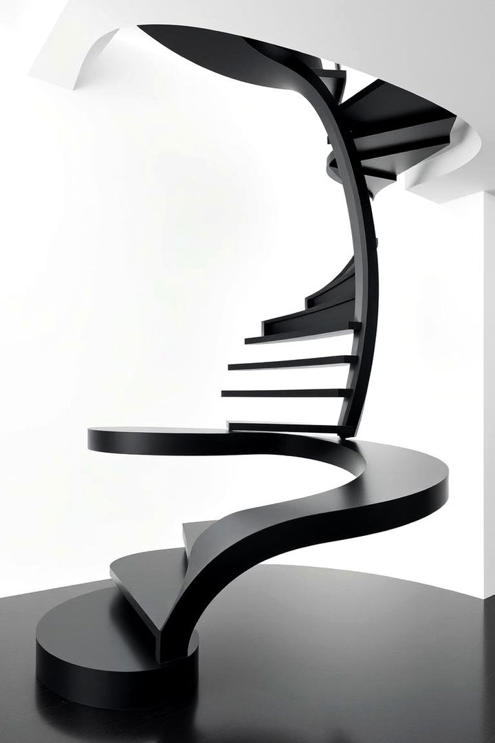 Sculptural Staircase as Functional Art - 22 black staircase ideas