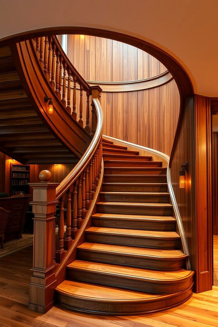 Sculptural Wooden Curved Staircase - 22 Curved Staircase Ideas
