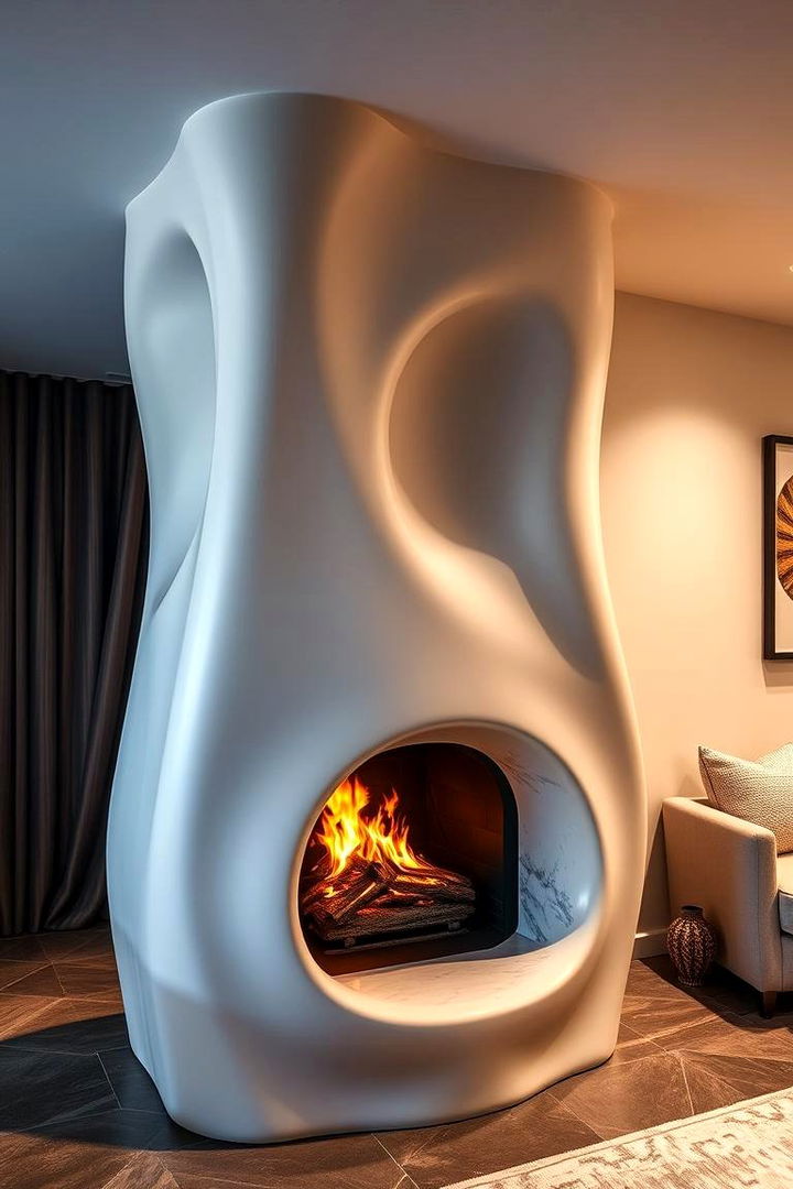 Sculptural and Unique Focal Points - 22 Basement Fireplace Ideas