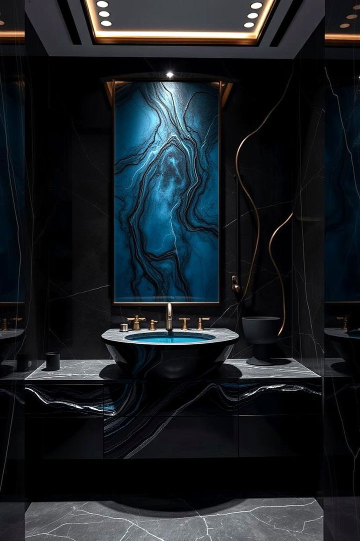 Sculptured Vanities in Dramatic Colors - 22 black and blue bathroom ideas