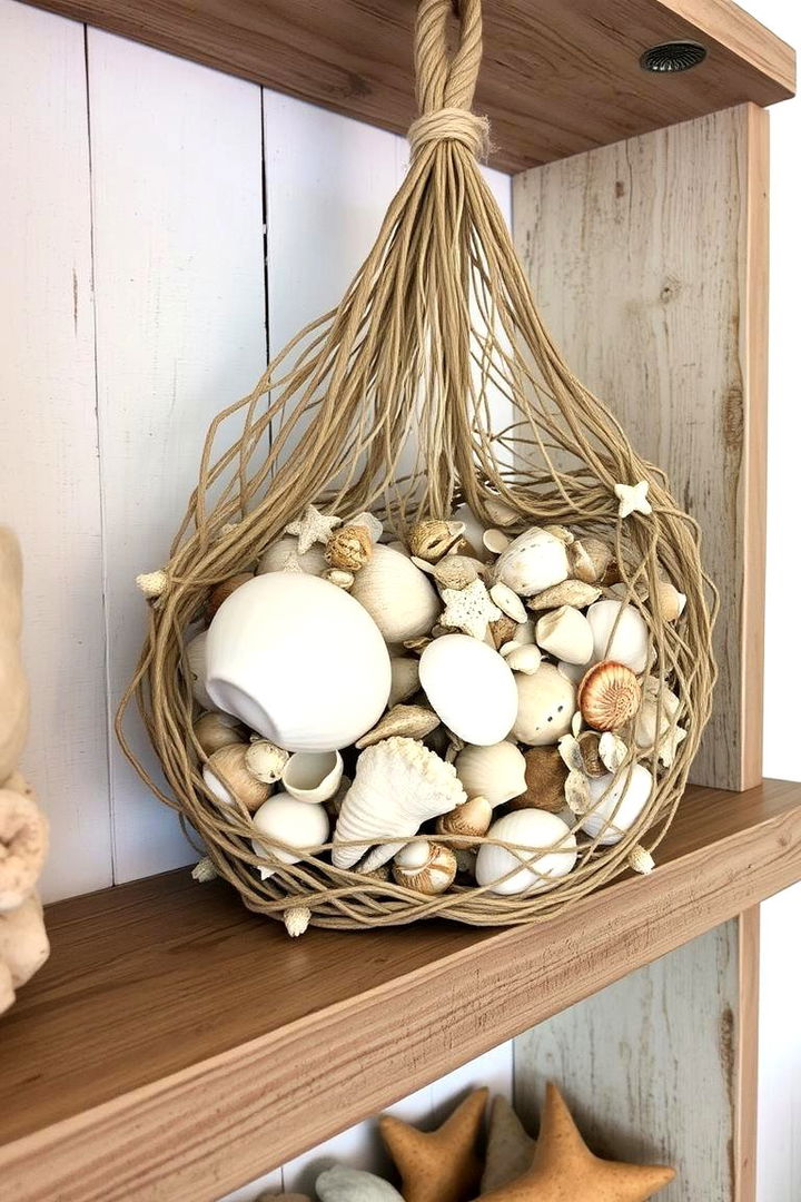 Sea Net and Shell Arrangements - 22 Nautical Decor Ideas