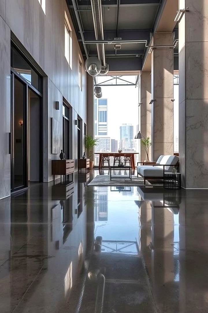 Sealed Glossy Concrete Floors - 22 Concrete Floor Ideas