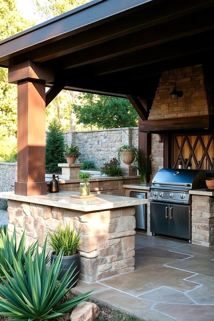 Seamless Blending with the Landscape - 22 L Shaped Outdoor Kitchen Ideas