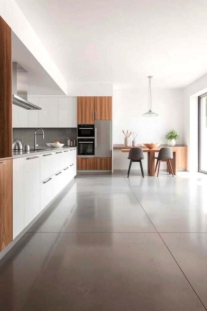 Seamless Concrete Elegance - 22 Concrete Floor Kitchen Ideas