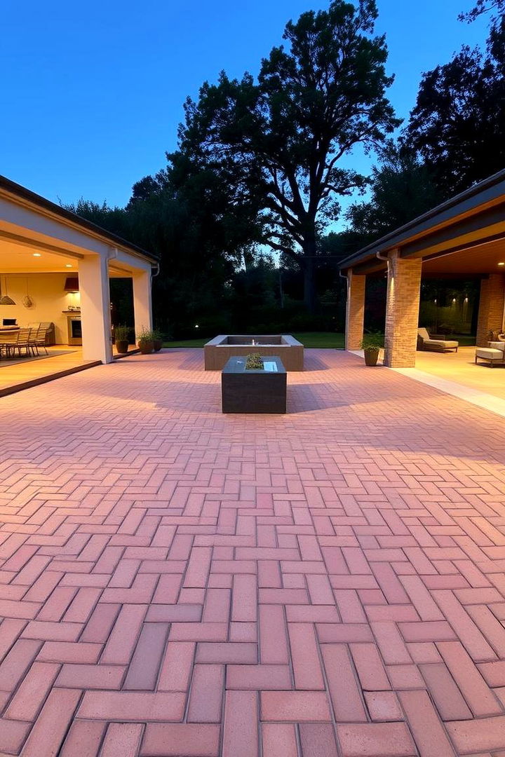Seamless Indoor Outdoor Flow - 22 herringbone brick patio designs