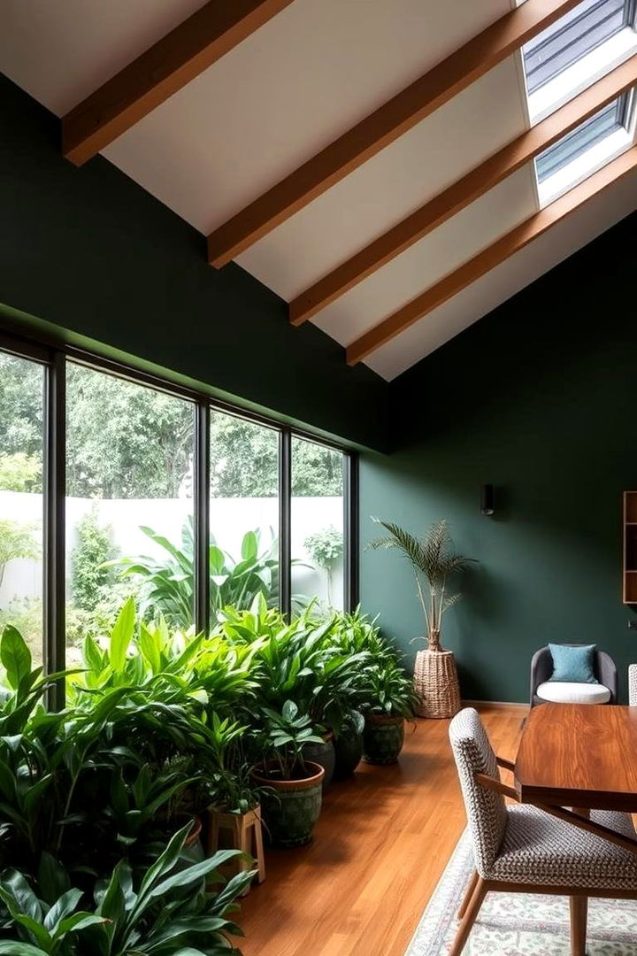 Seamless Indoor Outdoor Flow - 22 Dark Green Accent Wall Ideas