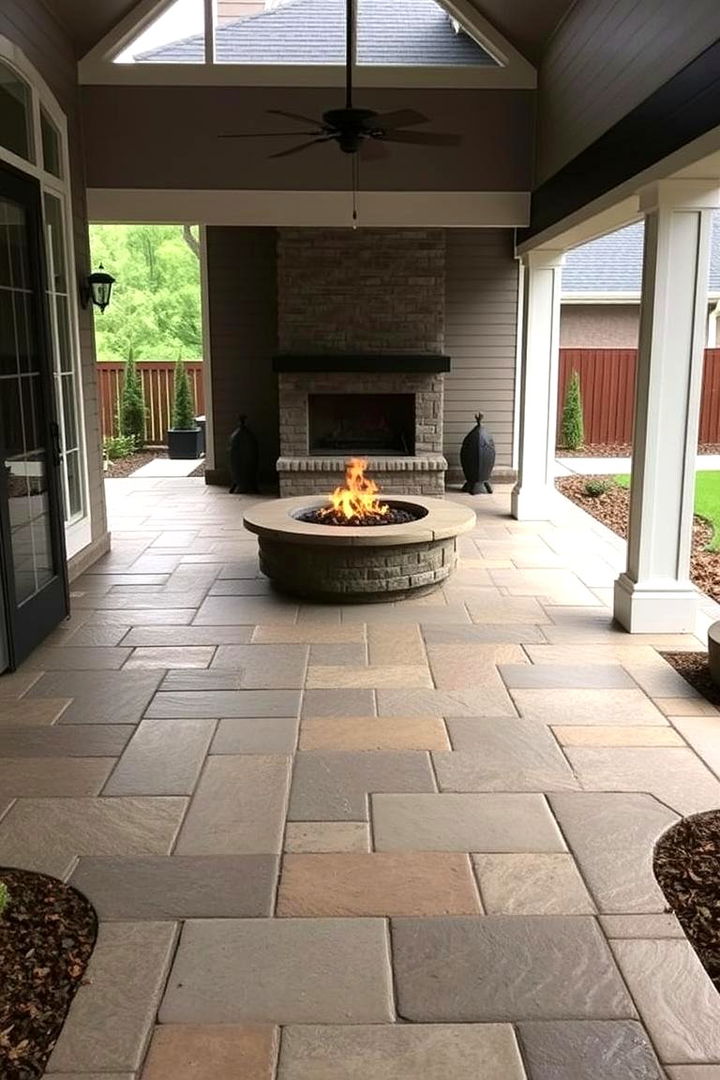 Seamless Indoor Outdoor Integration - 22 stamped concrete patio with fire pit ideas