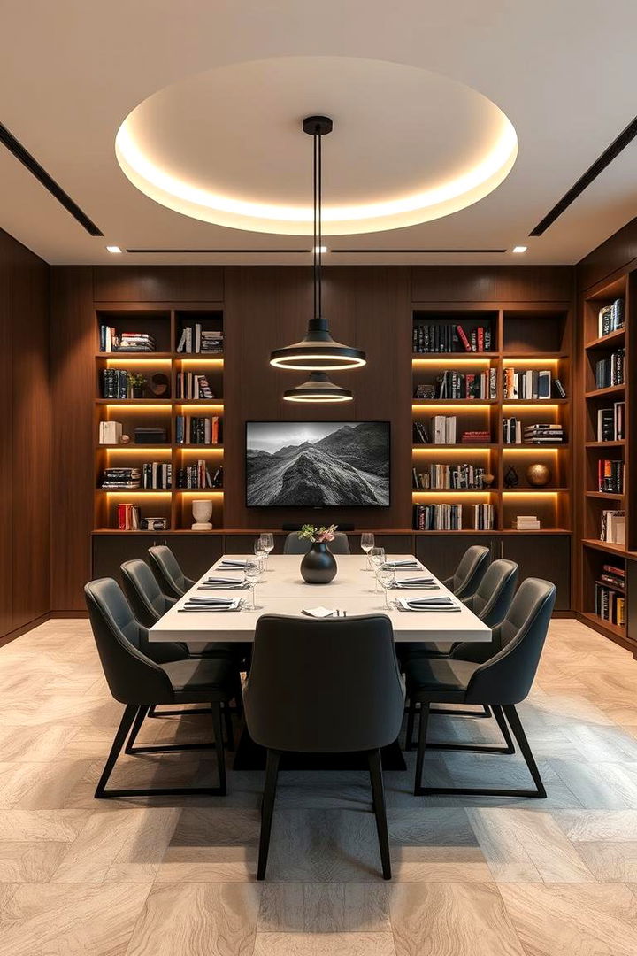 Seamless Integration of Technology - 22 Library Dining Room Combo Ideas