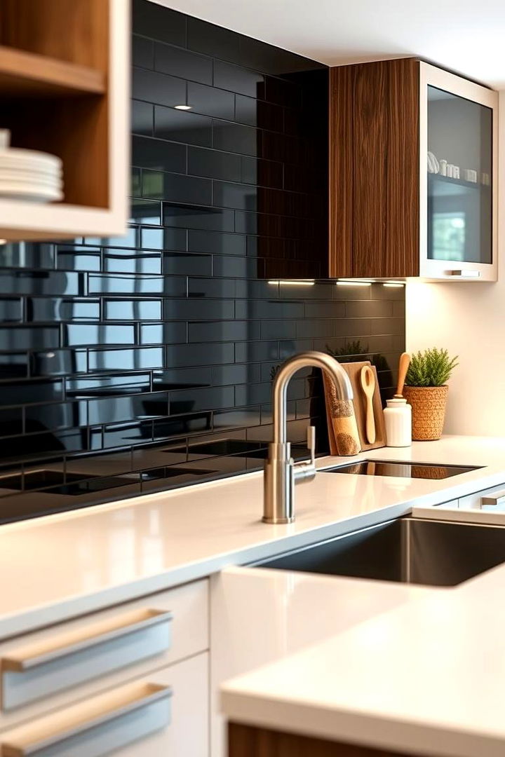 Seamless Integration with Appliances - 22 Kitchen With Black Backsplash