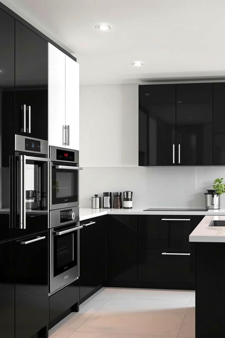 Seamless Integration with Modern Appliances - 22 Black Kitchen Cabinets With White Countertops