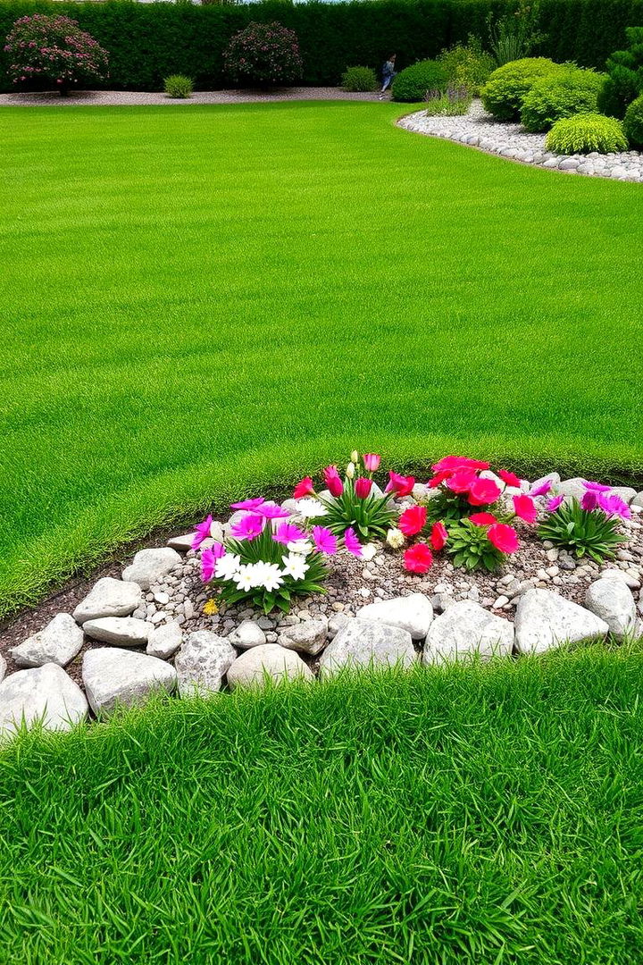 Seamless Lawn Transition - 22 River Rock Edging Ideas