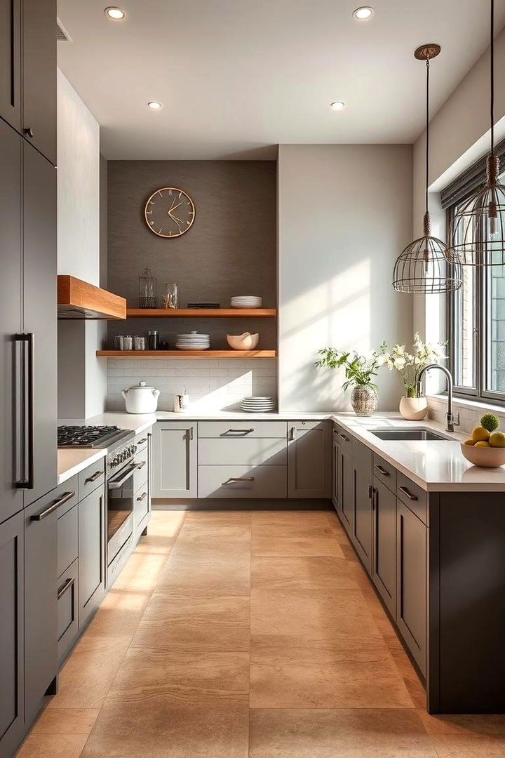 Seamless Modern Fusion - 22 Travertine Floor Kitchen Ideas