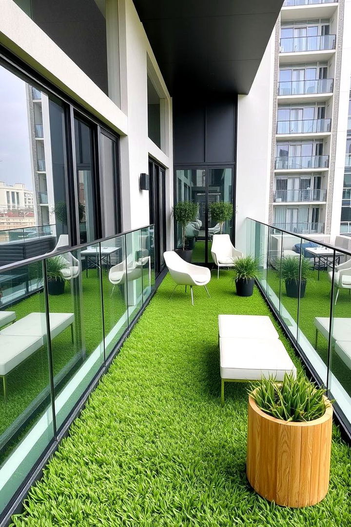 Seamless Modern Integration - 22 Artificial Grass Balcony Design