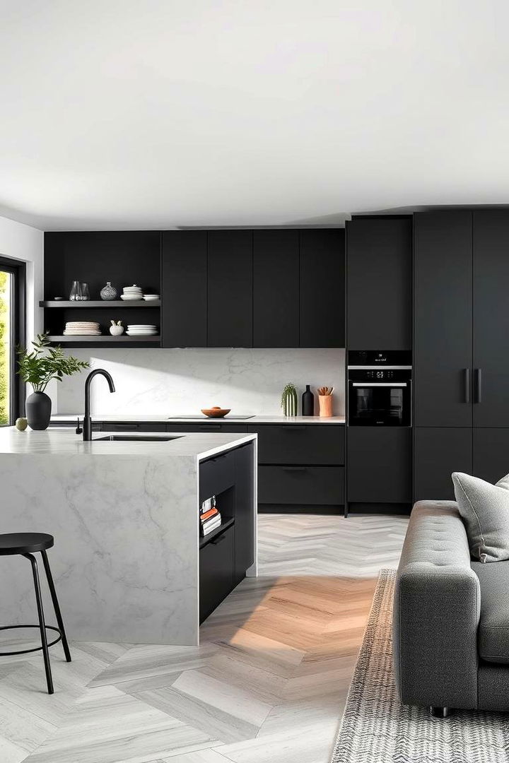 Seamless Spatial Transitions - 22 Gray and Black Kitchen Ideas