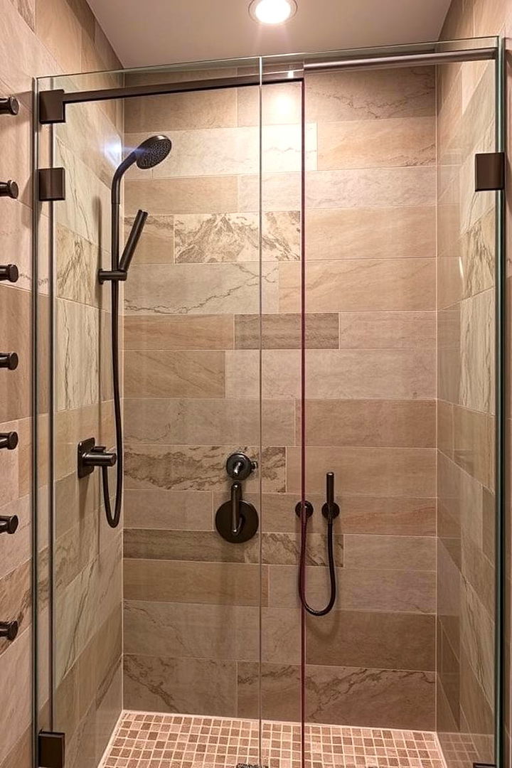 Seamless Stone and Metal Blend - 22 Stone Shower Design Ideas