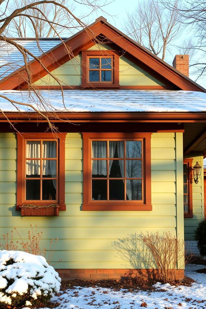 Seasonal Adaptations that Celebrate Change - 22 Sage Green House With Brown Trim Ideas