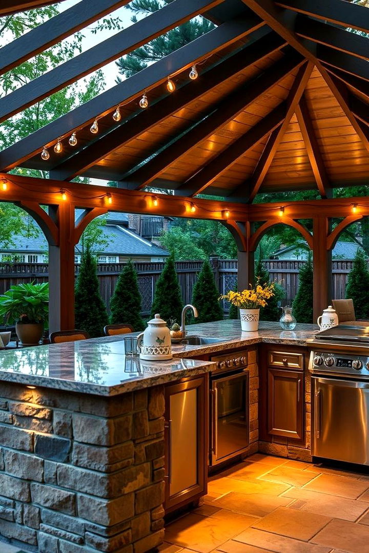 Seasonal Ambiance Enhancements - 22 Outdoor Kitchen with a Gazebo Ideas