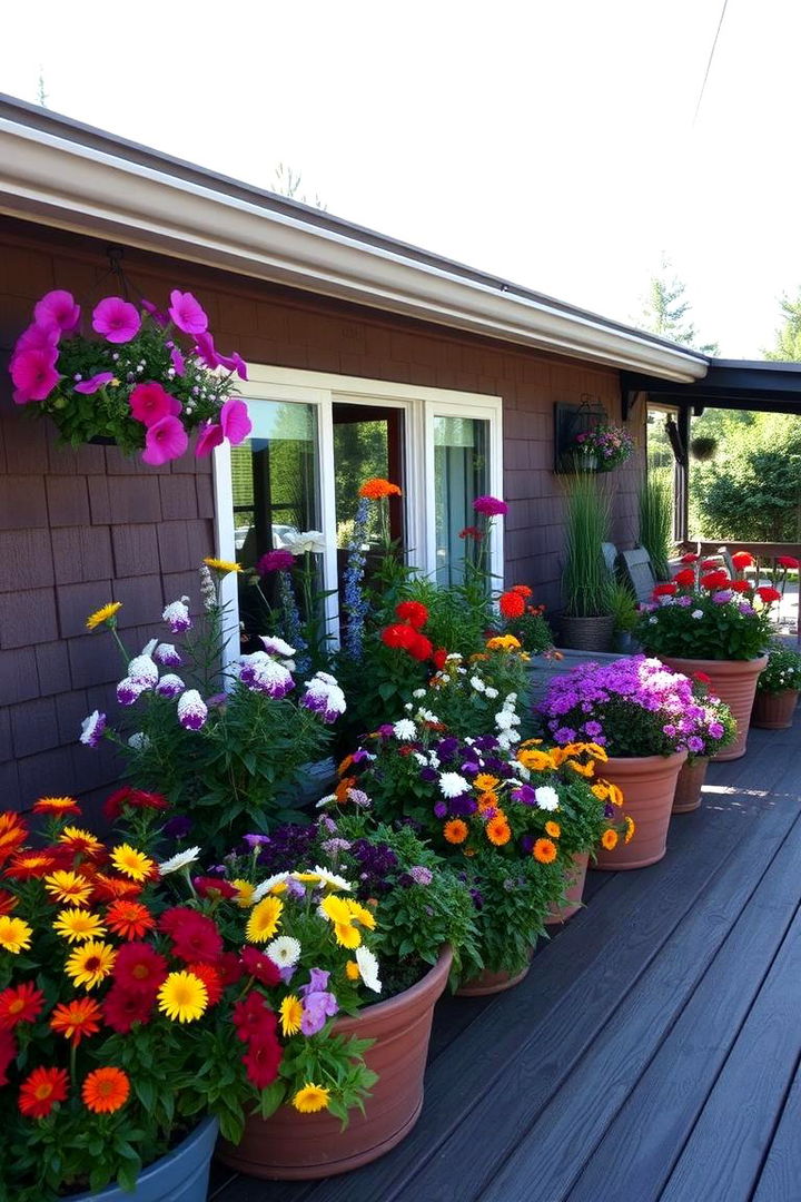 Seasonal Blooms Display - 22 Deck Decorating Ideas With Plant