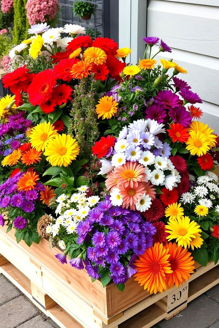 Seasonal Blooms Pallet Garden - 22 Vertical Pallet Garden Ideas