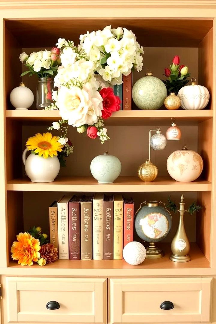 Seasonal Bookshelf Transformations - 22 Bookshelf Decor Ideas