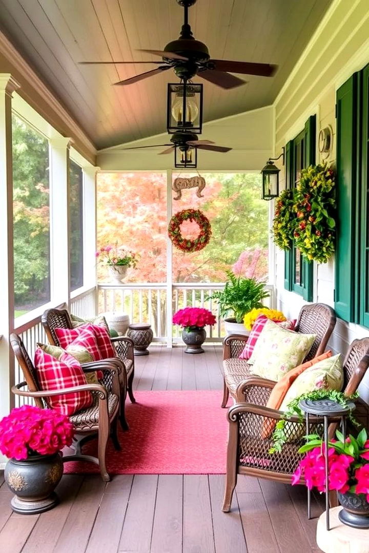 Seasonal Color Accents - 22 Small Screened-in Porch Ideas