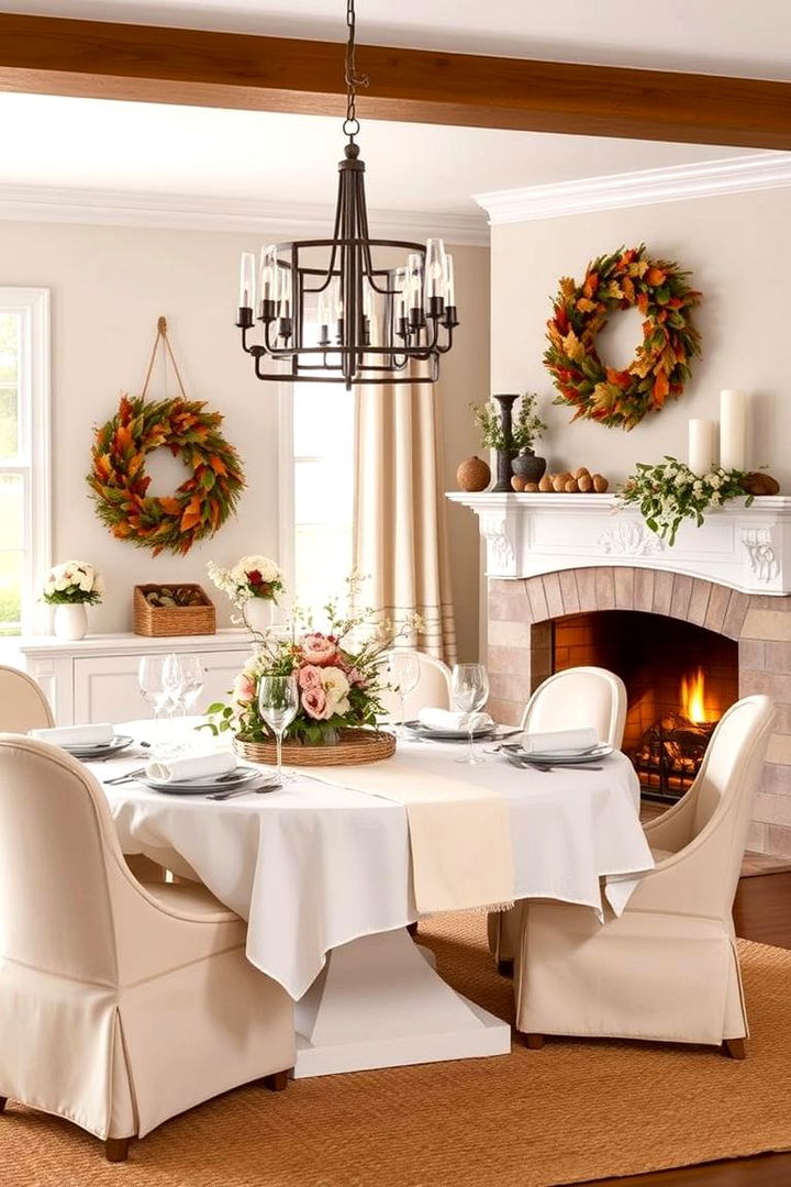 Seasonal Decor Adjustments - 22 Dining Room With Fireplace