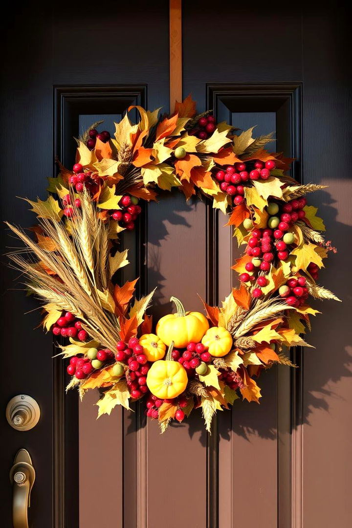 Seasonal Door Wreaths - 22 Thanksgiving Decor Ideas