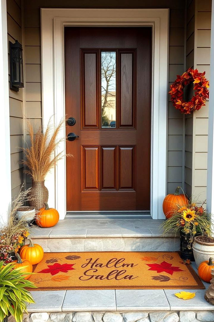 Seasonal Doormats with Warm Greetings - 22 Fall Porch Decor Ideas